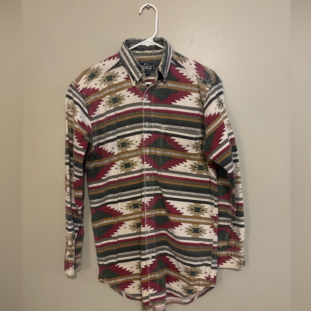 Woolrich Shirt Mens Med Long Sleeve Lightweight Button Front Actec Vintage USA